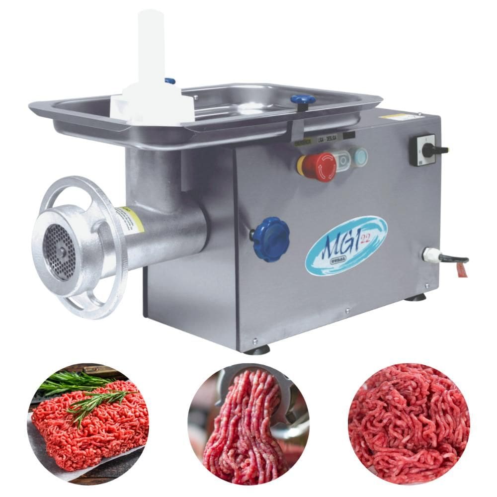 Moedor Picador De Carne Elétrico MGI-22 Inox Boca 22 Gural