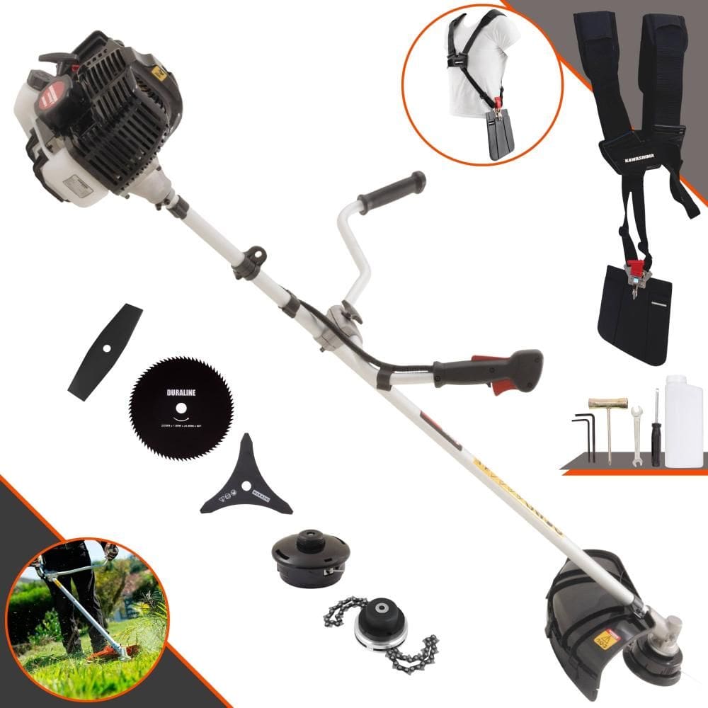 Roçadeira Multifuncional À Gasolina Kawashima KW43LE 43cc 2T 1,7HP Completa Com Carretel + Faca 2 Pontas + Faca 3 Pontas + Faca 80 Dentes + Trimmer