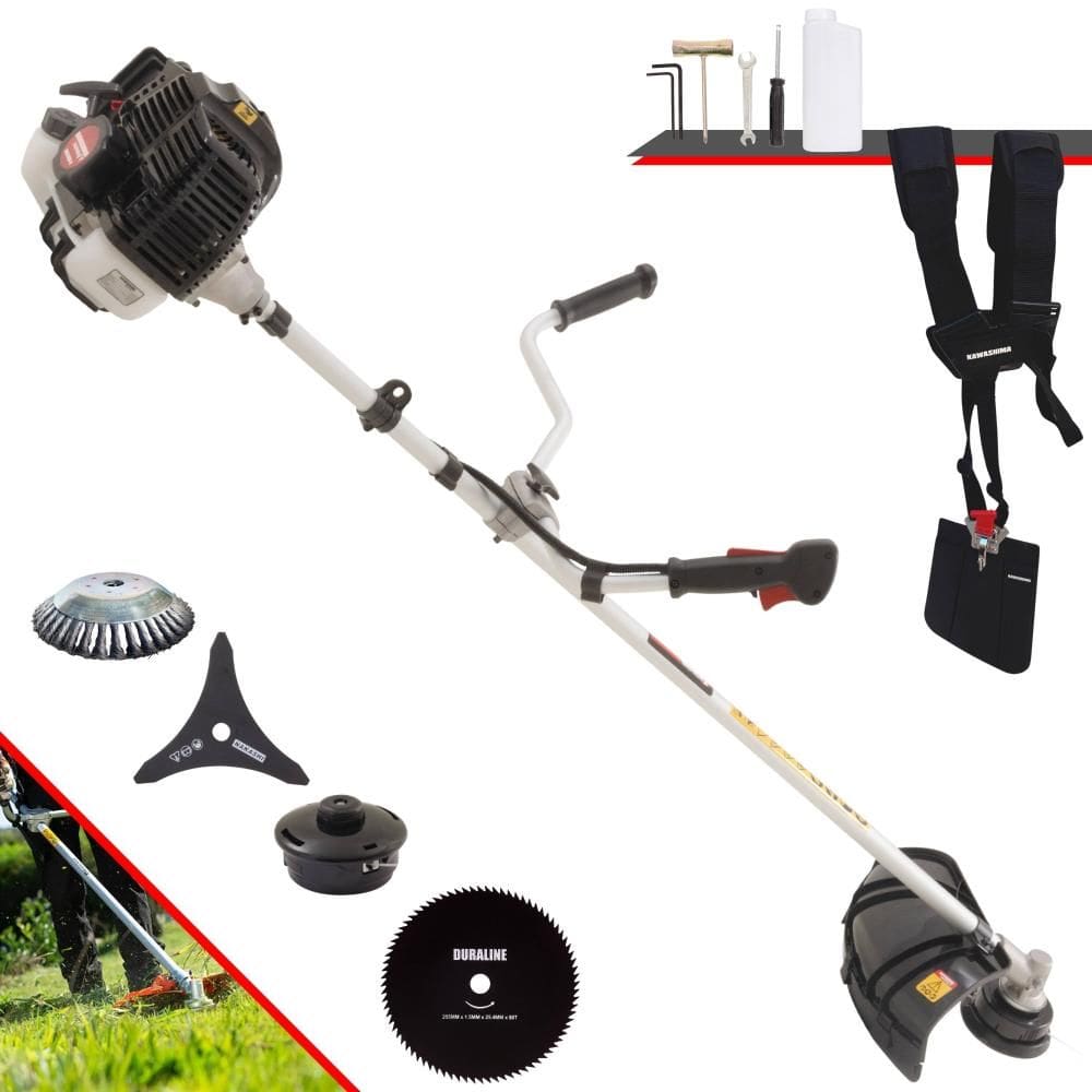 Roçadeira Máquina de Corta Grama À Gasolina KW43LE 2T 43cc 1,7HP Alta Rotação Com Carretel e Lâmina 3 Pontas + EXTRA Lâmina 80 Dentes e Escova de Aço
