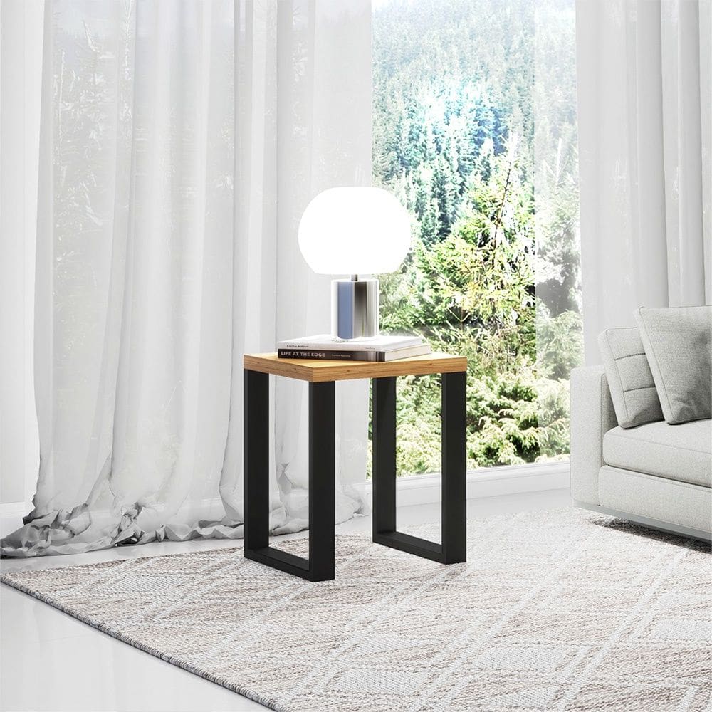 Mesa de Canto Quadrada Estilo Industrial F33 Freijó Preto Fosco Dalla Costa