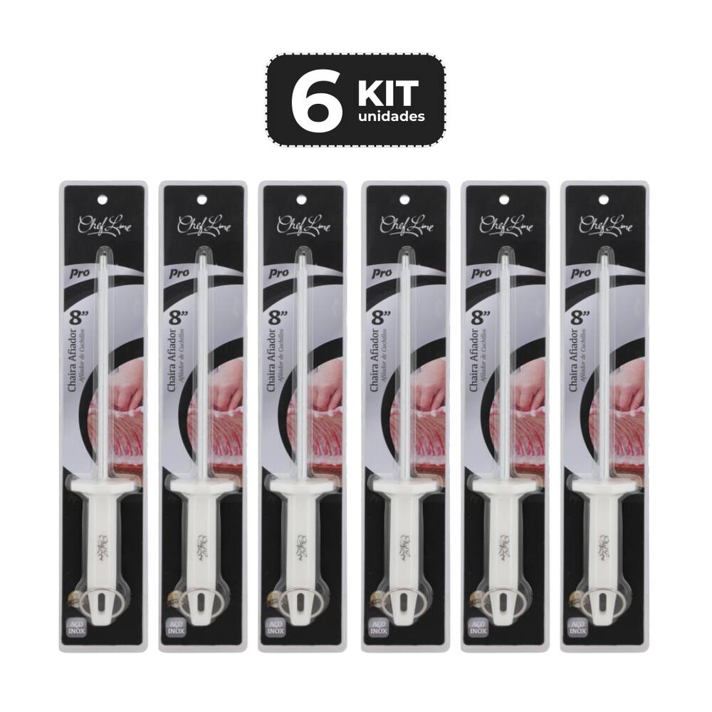 KIT 6 CHAIRA AFIADOR 8” CABO POLIPROPILENO BRANCO 31 CM