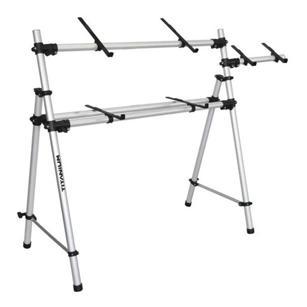 Rack Suporte para Teclado Ty212 BEM Titanium Para 2 Teclados + Suporte Lateral p/ Notebook ou Mesa de Som