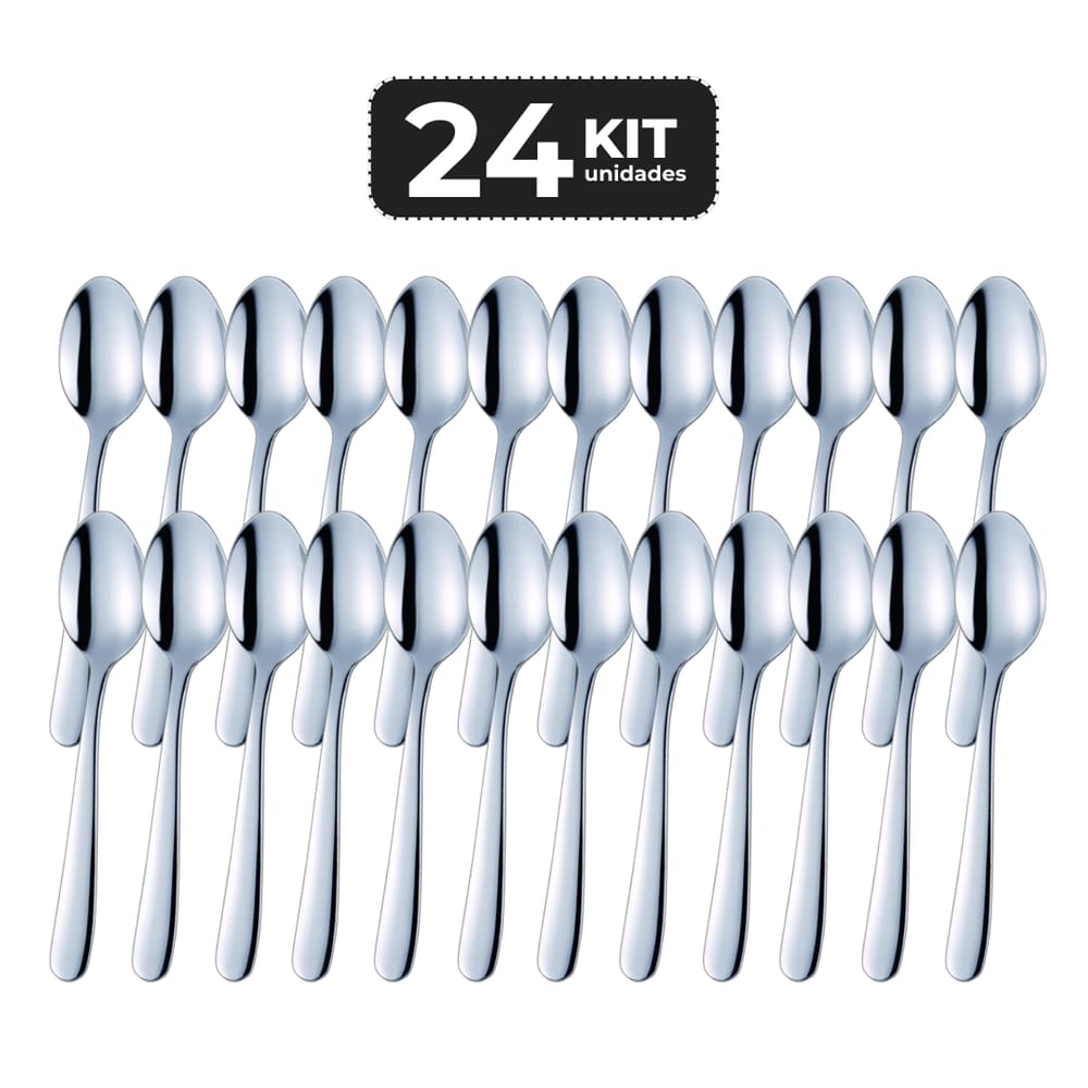 Kit 24 Colher De Mesa Inox Acabamento Brilho - Linha Eros