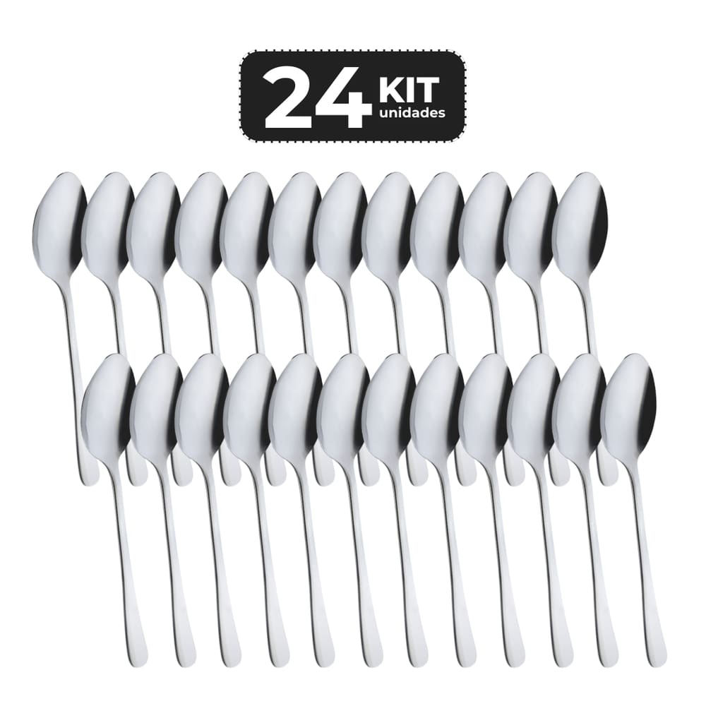 Kit 24 Colher De Mesa Inox Acabamento Brilho -Linha Pallas