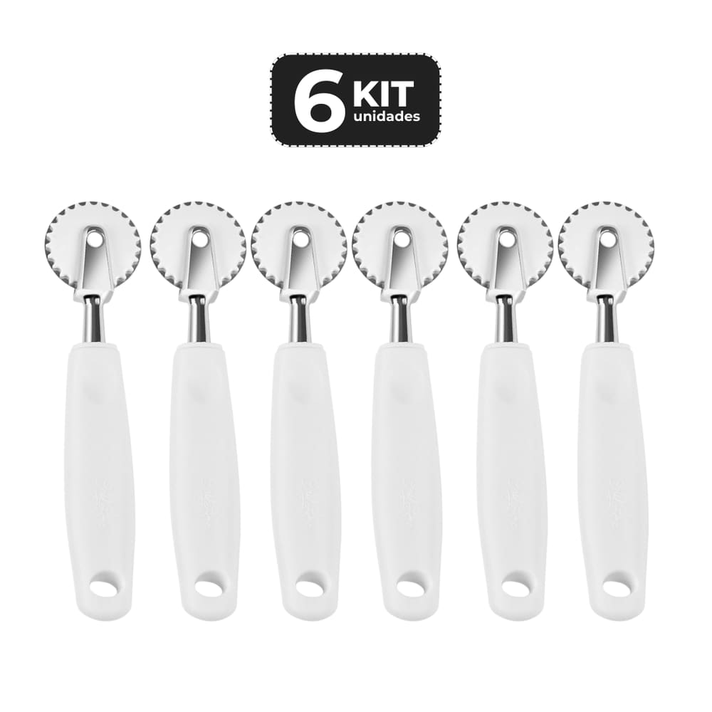 Kit 6 Carretilha 18 Cm Em Zamak - Cabo Polipropileno Branco
