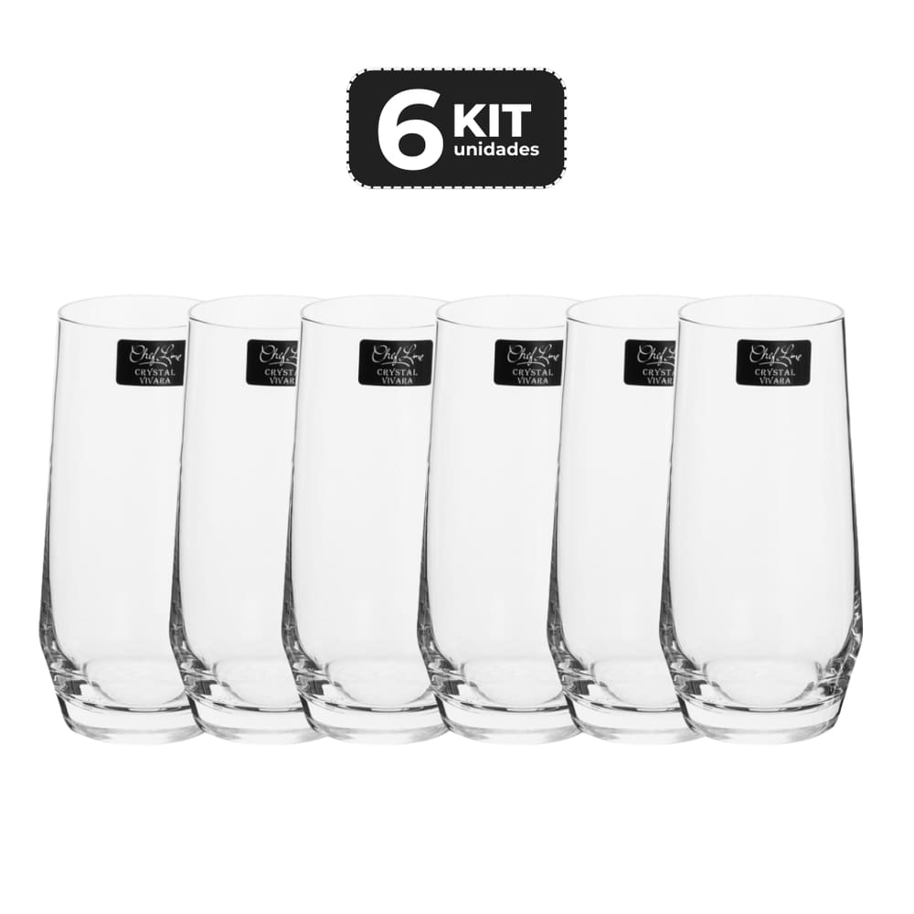Kit 6 Copo Longo De Cristal Para Agua/Suco 380 Ml