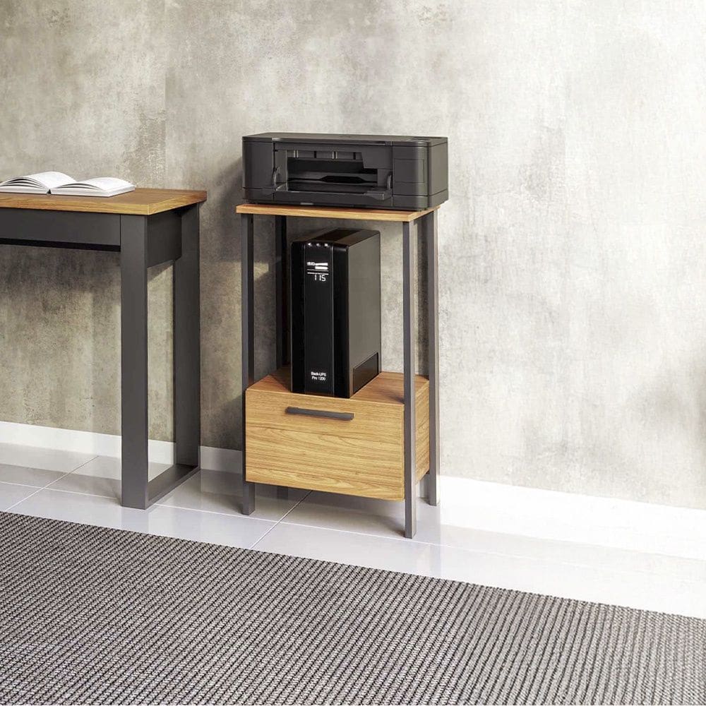 Mesa Auxiliar Estilo Industrial em MDF para Escritório 1 Gaveta F39 Freijó Preto Fosco Dalla Costa