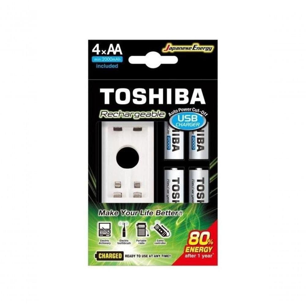 Carregador De Pilha Usb Tnhc-6gme4 Cb (c-4 Pilhas Aa 2000 Mah) Toshiba