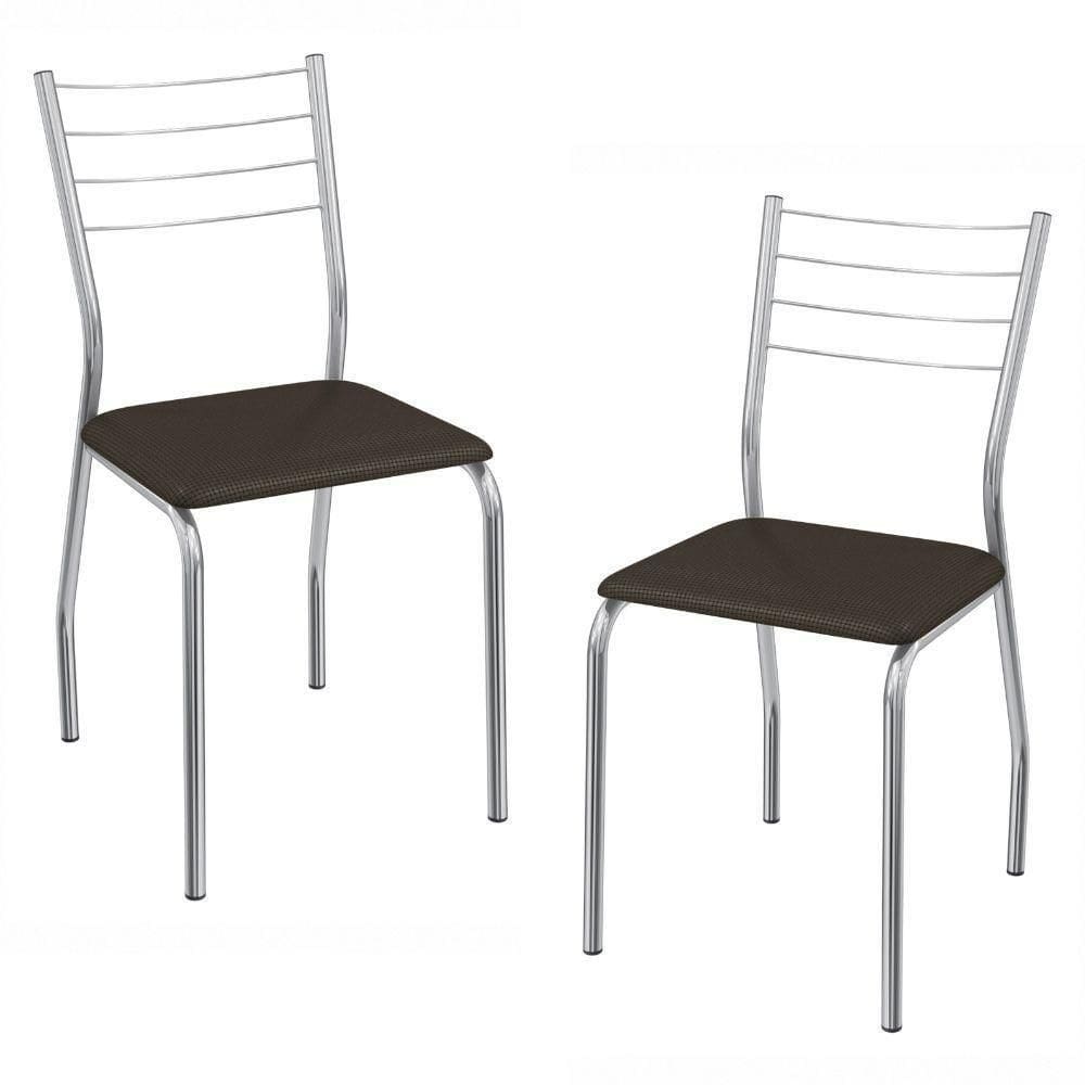 Kit 2 Cadeiras Cromada Sala Jantar 2C140CR Corino Kappesberg Marrom