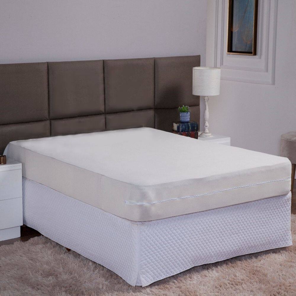 Capa de Colchão King 40cm com Zíper Protetor de Malha Lisa 1 Peça