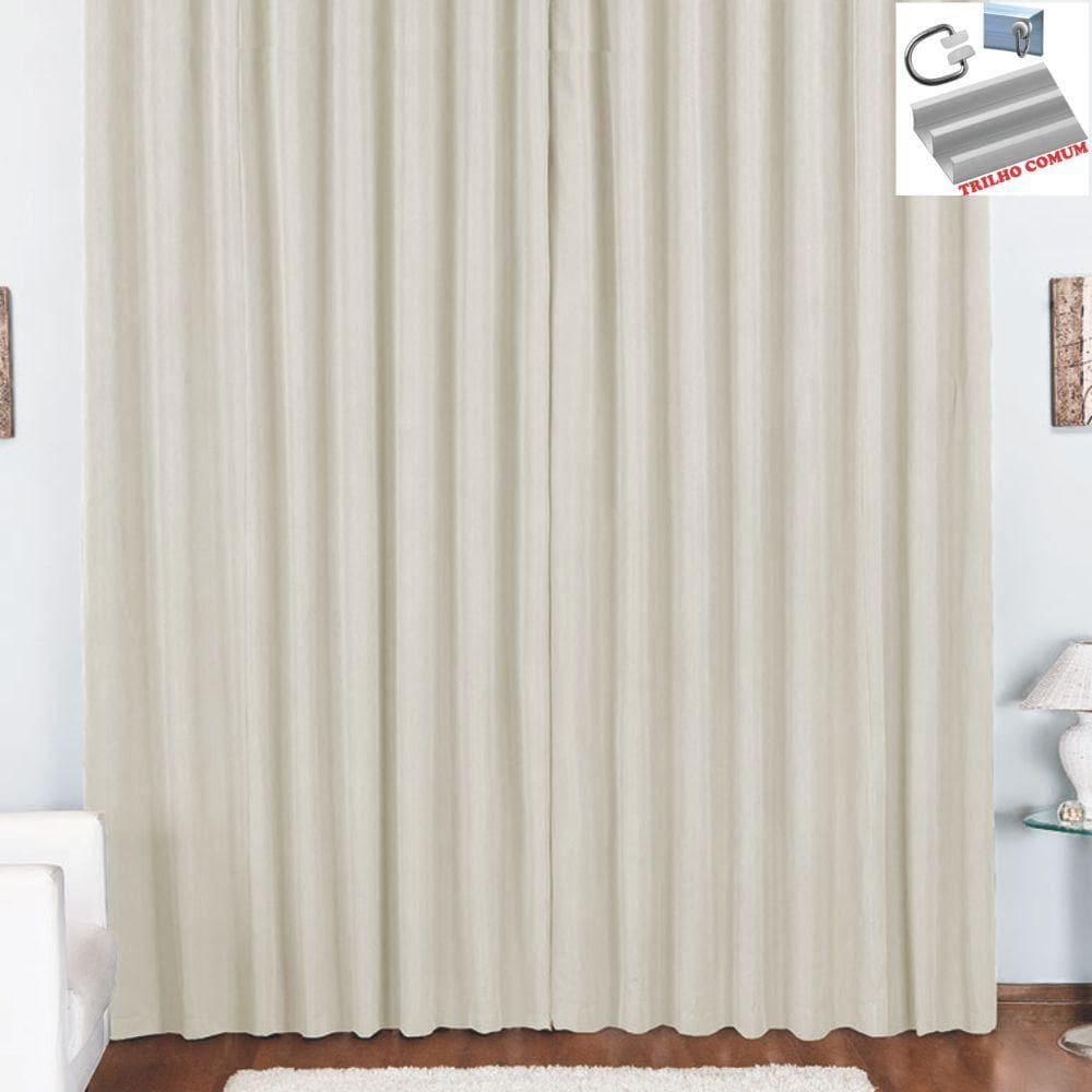 Cortina Tóquio Para Trilho Comum Oxford 4Mx2,80M Palha