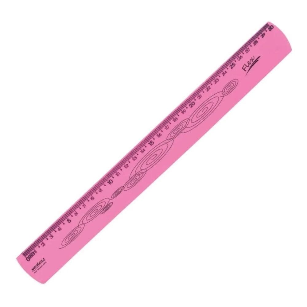 Regua Escolar De 30Cm Flexivel Neon Rosa Waleu