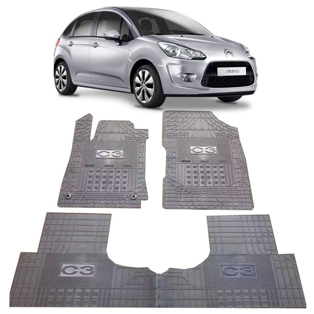 Jogo Tapete Interno Reforçado Citroen C3 2013 A 2017 Preto