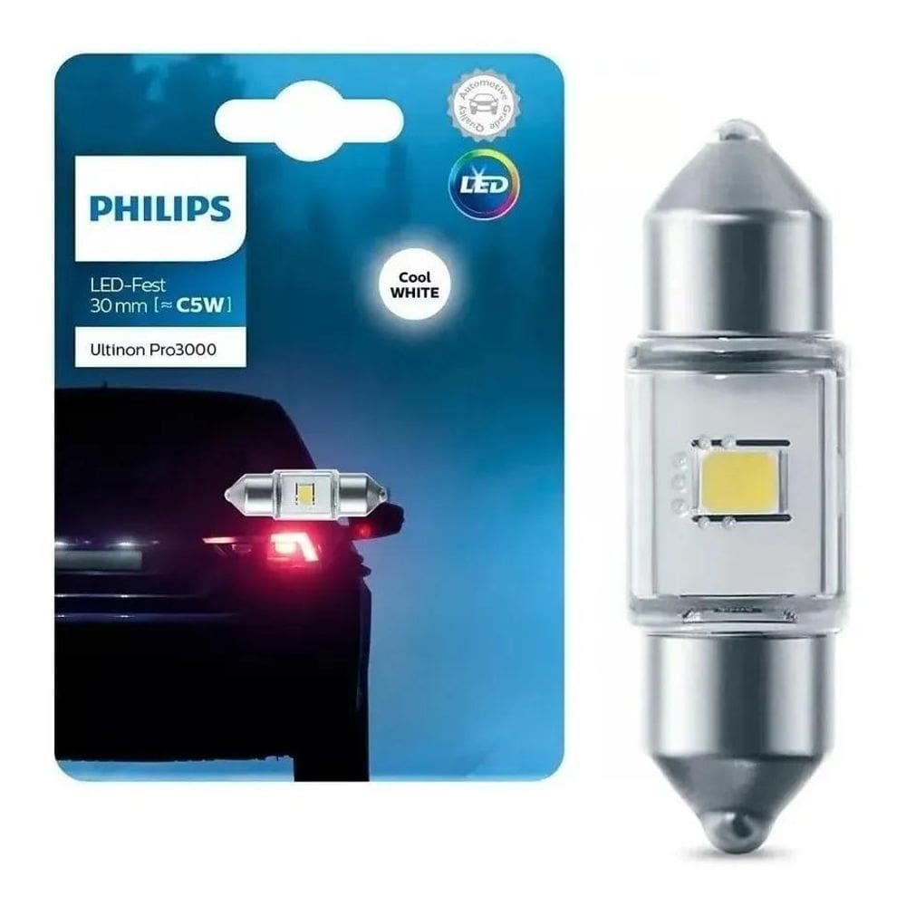 Lampada Led Philips Torpedo 30Mm 12V Branca Ultinon 6.000K