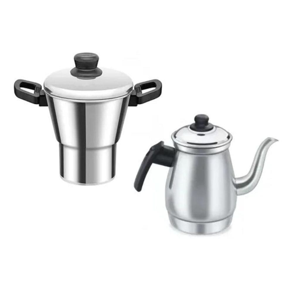 Cuscuzeira Alumínio Polido n.º 18 + Bule 1000ml | Mariotti