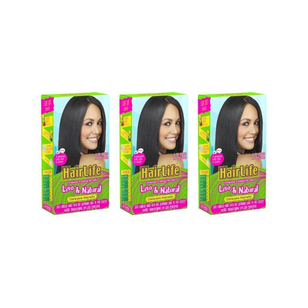 Creme Alisante Hairlife Liso 180G - Kit Com 3Un