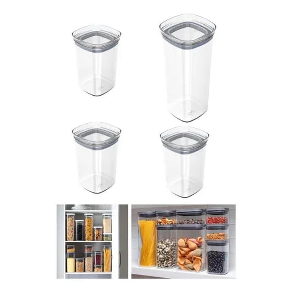Conjunto De 4 Potes Herméticos Porta Alimentos Mantimentos