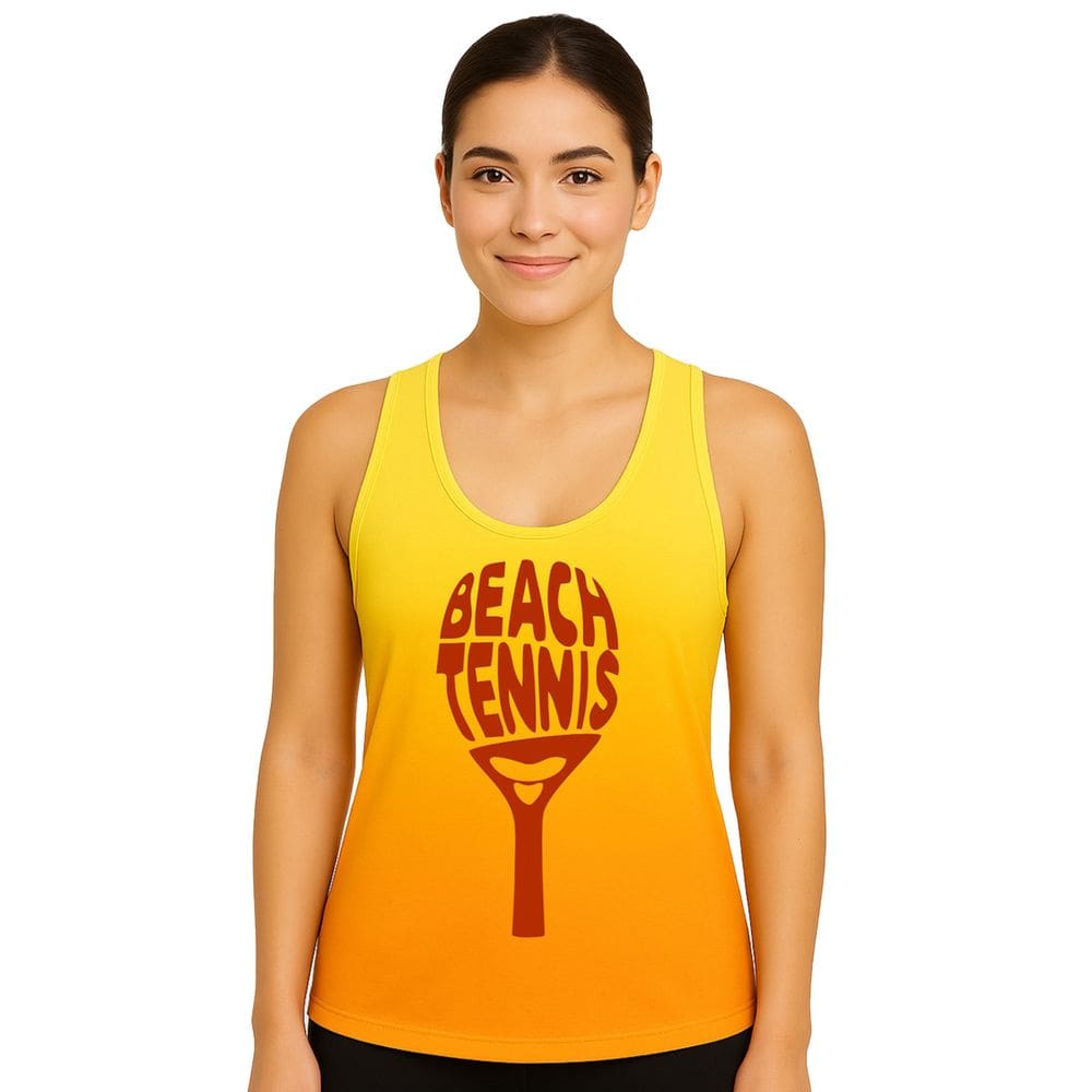 Regata Feminina Fitness Esportiva Estampa Raquete Beach Tennis