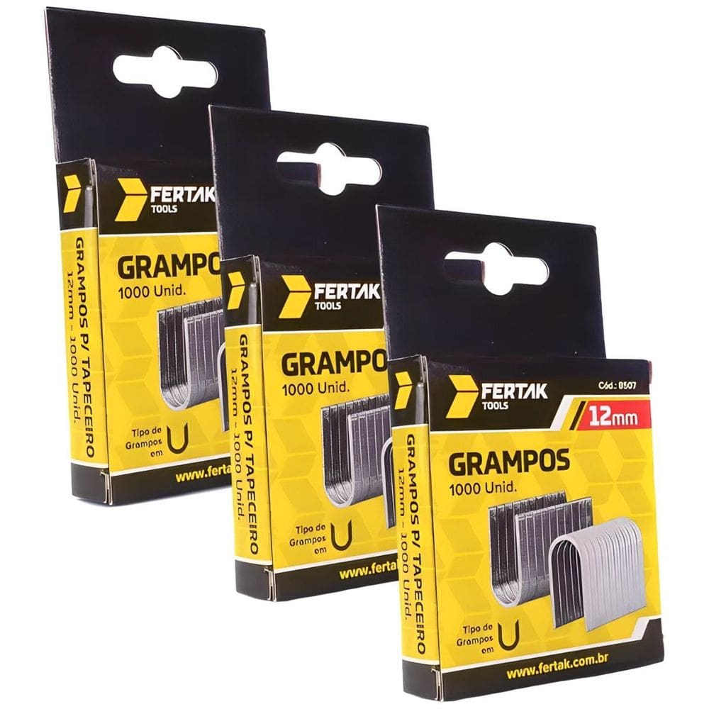 Grampos 12Mm Tipo U Para Grampeador De Pressão Com 3000 Un