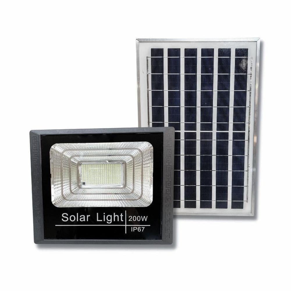 Refletor Holofote Solar Led Smd 200W Bivolt + Placa Solar