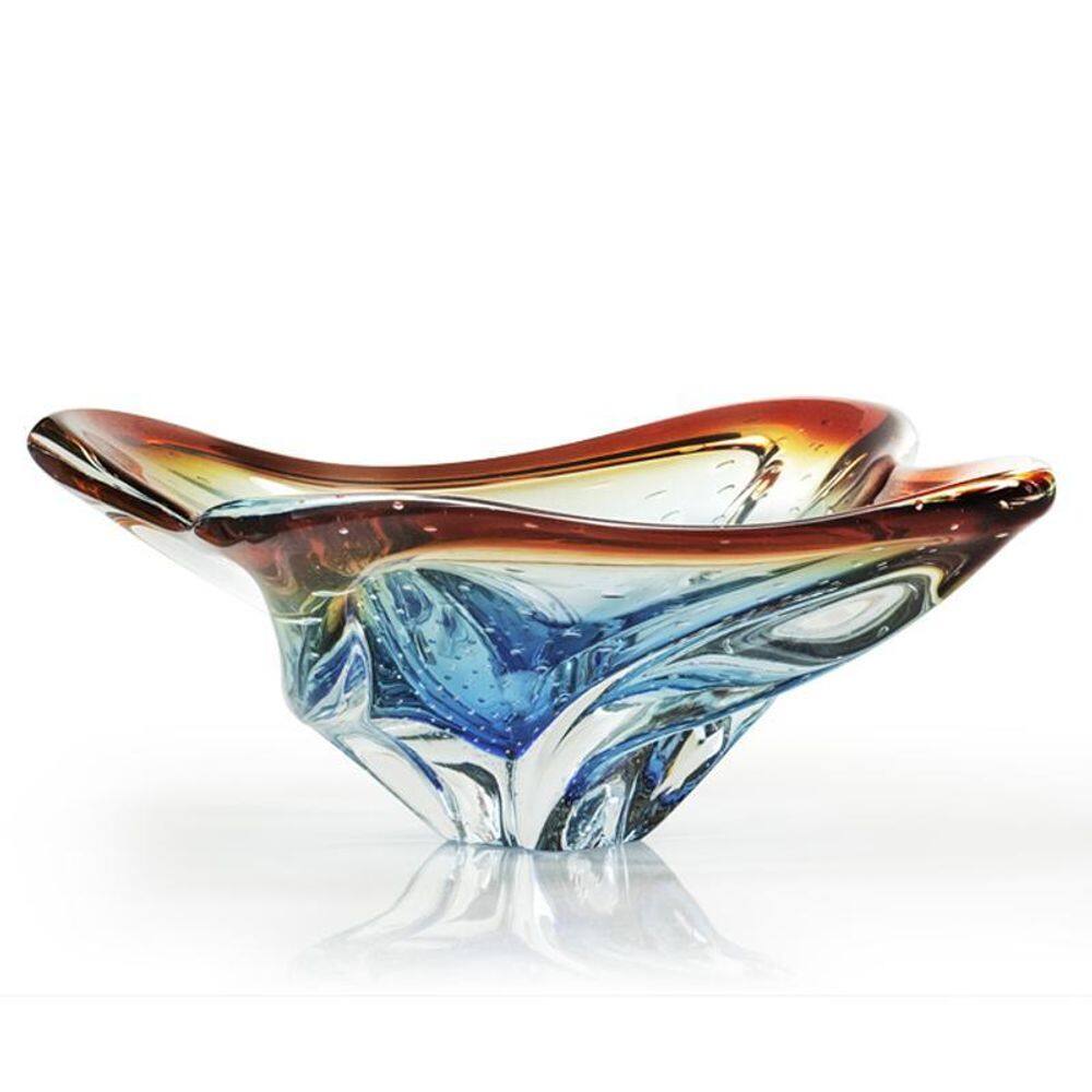 Centro De Mesa Em Cristal Murano Azul - São Marcos 45Cm