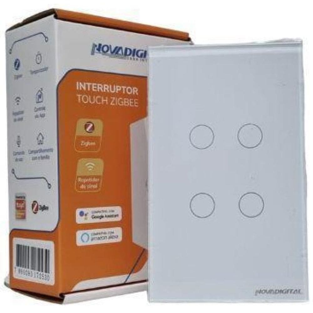 Interruptor Zigbee Tuya/Nova Digital 4 Botões - Branco