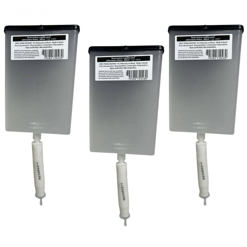 Kit 03 Und Reservatório Saboneteira 800ml Sabonete Ou álcool Gel Nobre