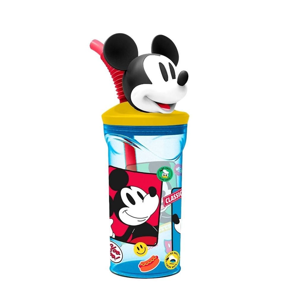 Copo Infantil Mickey Mouse 3D com Canudo 360ml Disney - Tuut