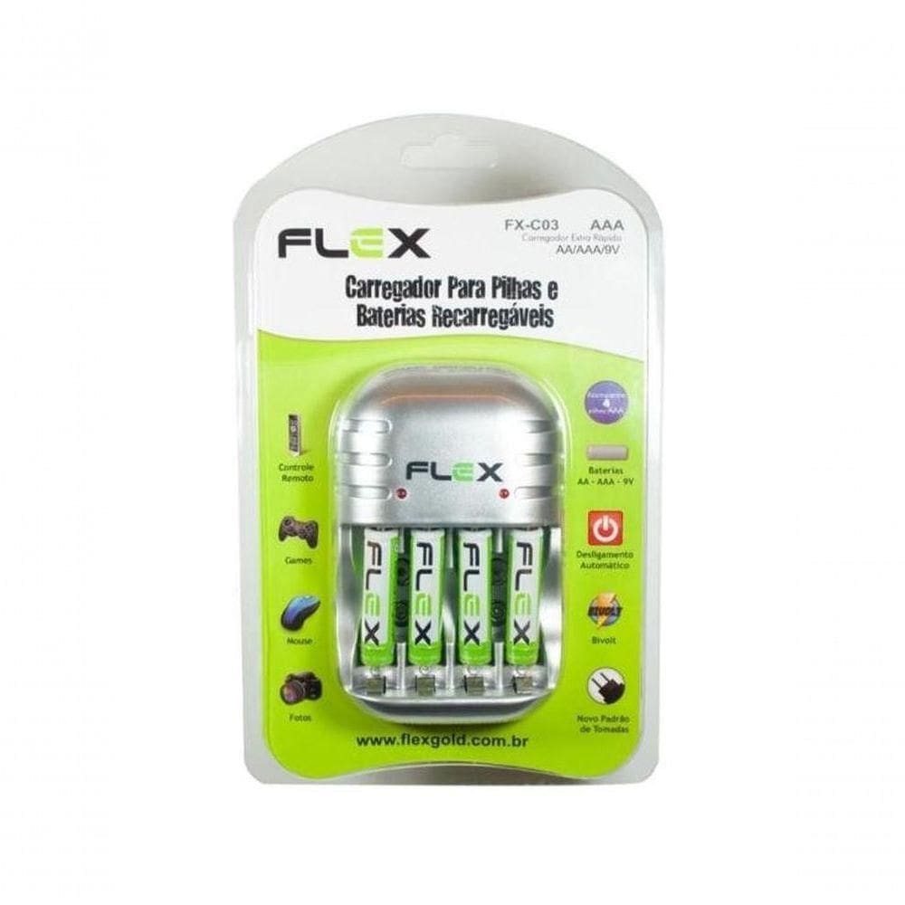 Carregador De Pilhas Aa-aaa-9v Fxc03aaa Bivolt Flex