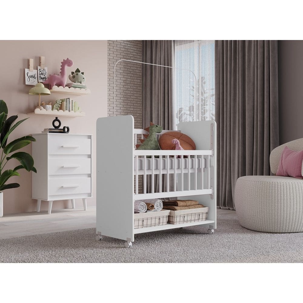 Mini Berço Outside Móvel com Comoda 3 Gavetas Mila - Branco Móblis