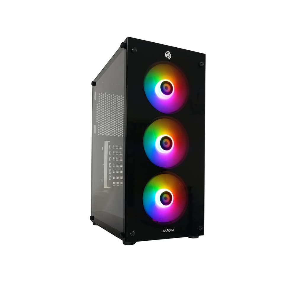 Gabinete Gamer Hayom 3 Fans S/Fonte ATX MidTower Vidro Temperado Preto – GB1769