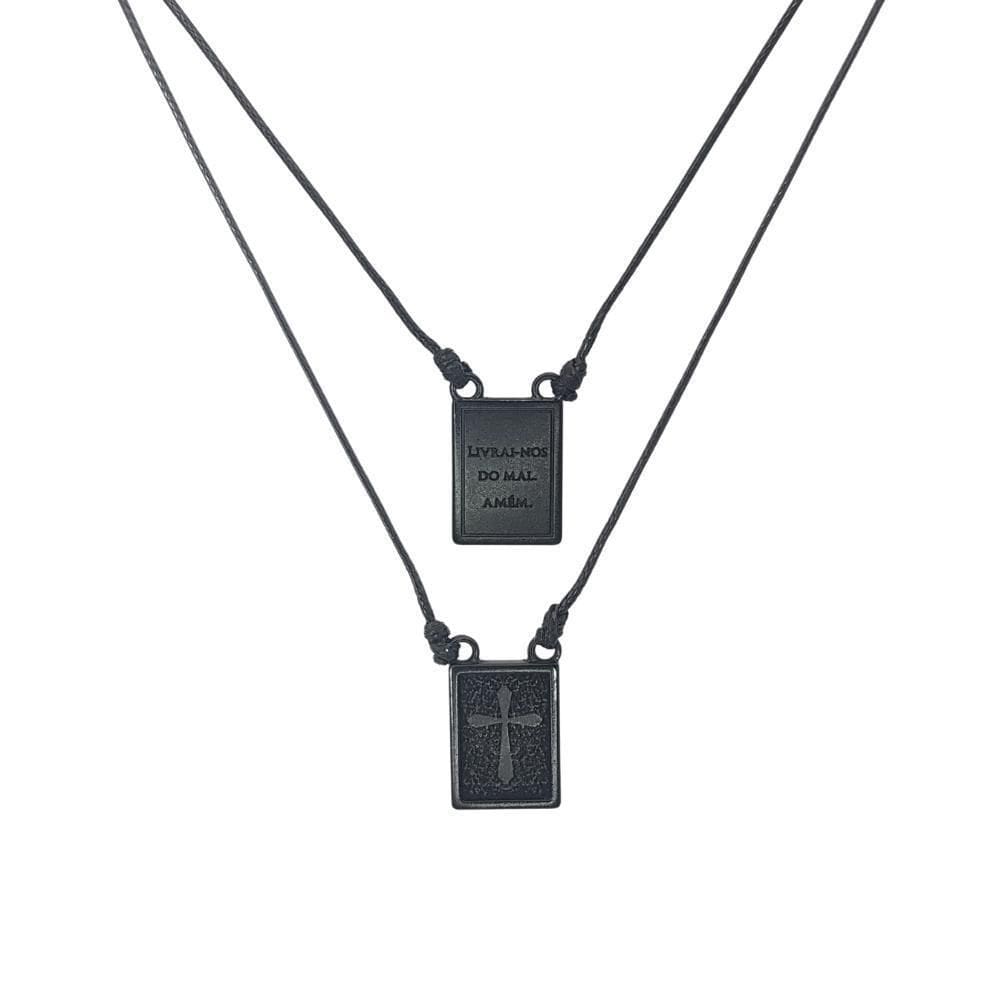 Colar Masculino Escapulário Livrai Preto Cordão Marshop