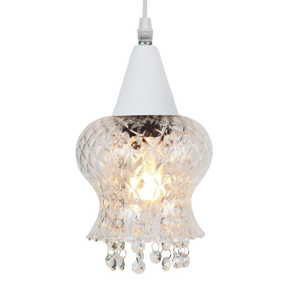 Lustre Pendente Taschibra Cristal Aisha Boreal E27 Branco
