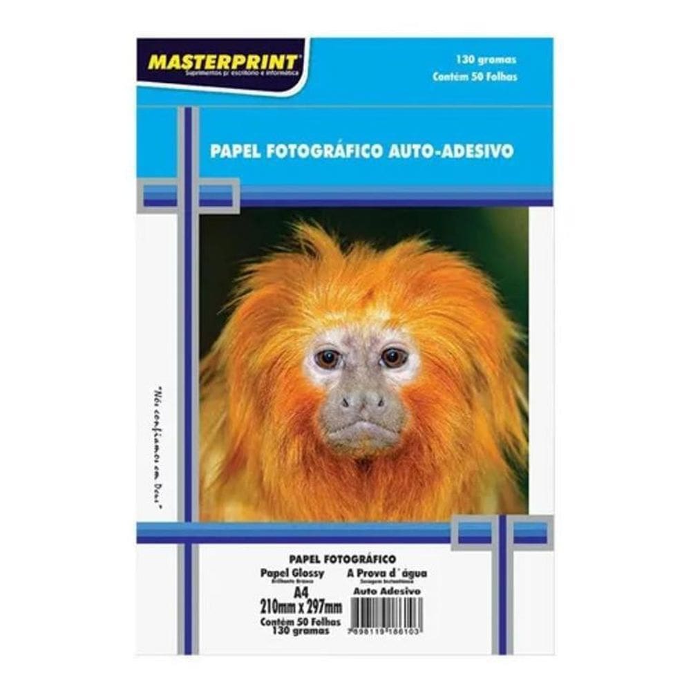 Kit 2 Pacotes Papel Fotográfico A4 Glossy Adesivo 130G Maste