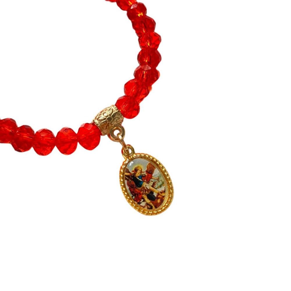Pulseira São Miguel Arcanjo Cristal E Silicone