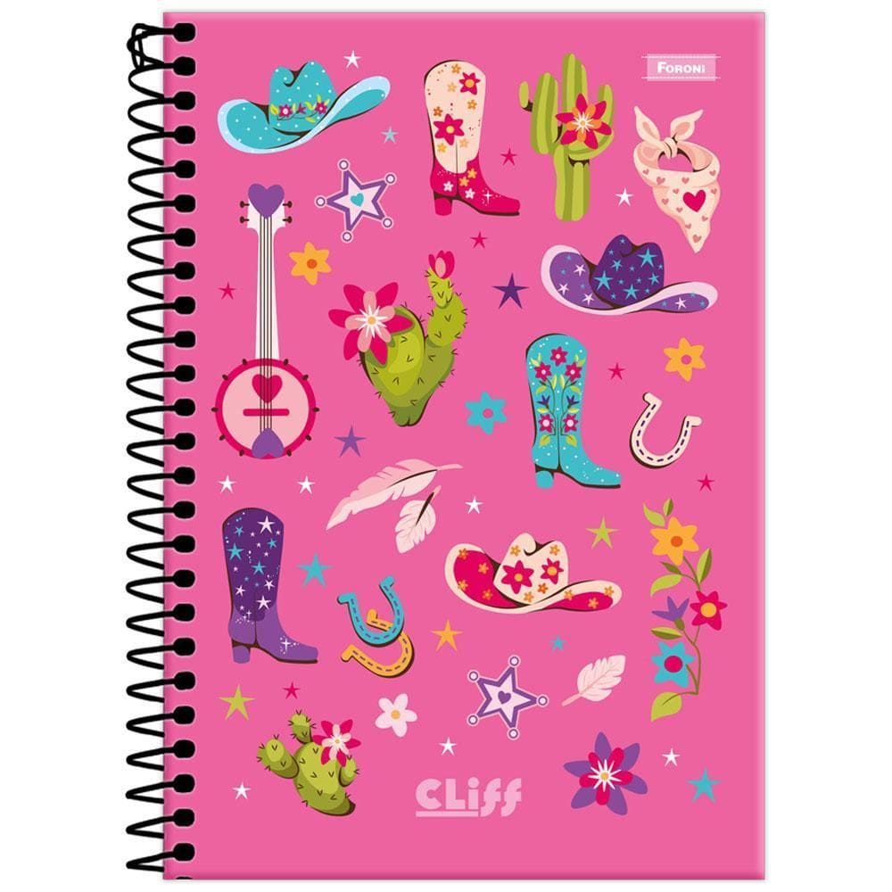 Caderno 1/4 80Fls Esp 140X202Mm Cliff Fem Rosa Pink Foroni