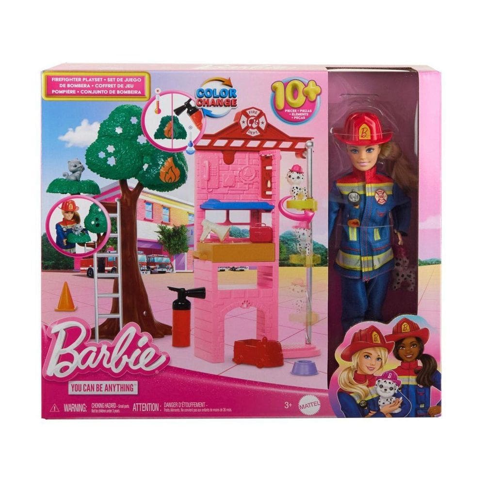 Playset Barbie Profissões Bombeira Mattel HRG55- 16 Peças
