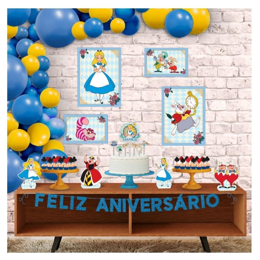 Kit Alice País Maravilhas Decoração Festa Infantil Mágica