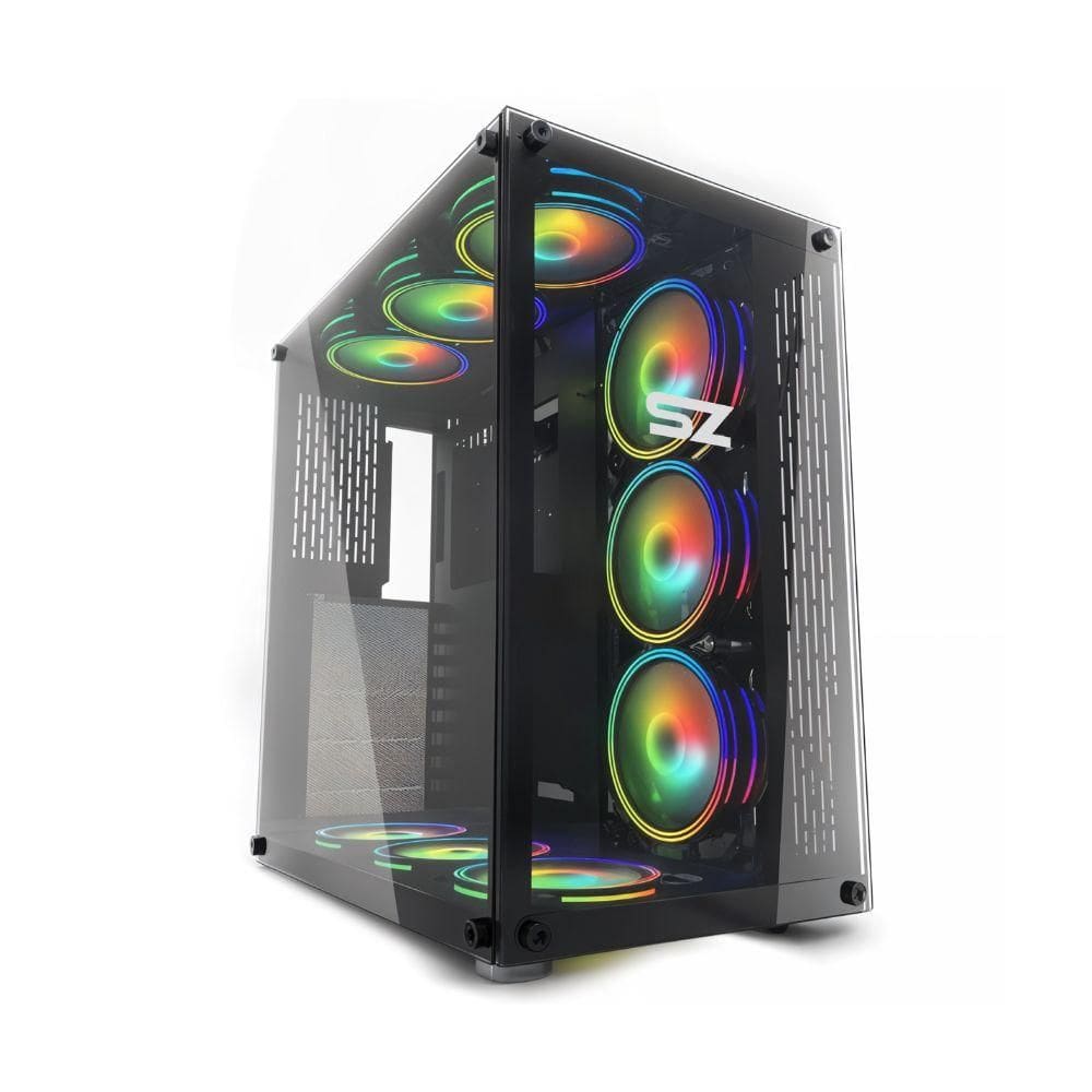 Gabinete Gamer BRX Storm-Z Pure Preto com 9 Coolers RGB