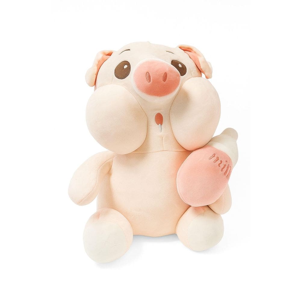 Pelúcia Porquinho Fofo com Mamadeira – Almofada de Pelúcia Macia 50 cm