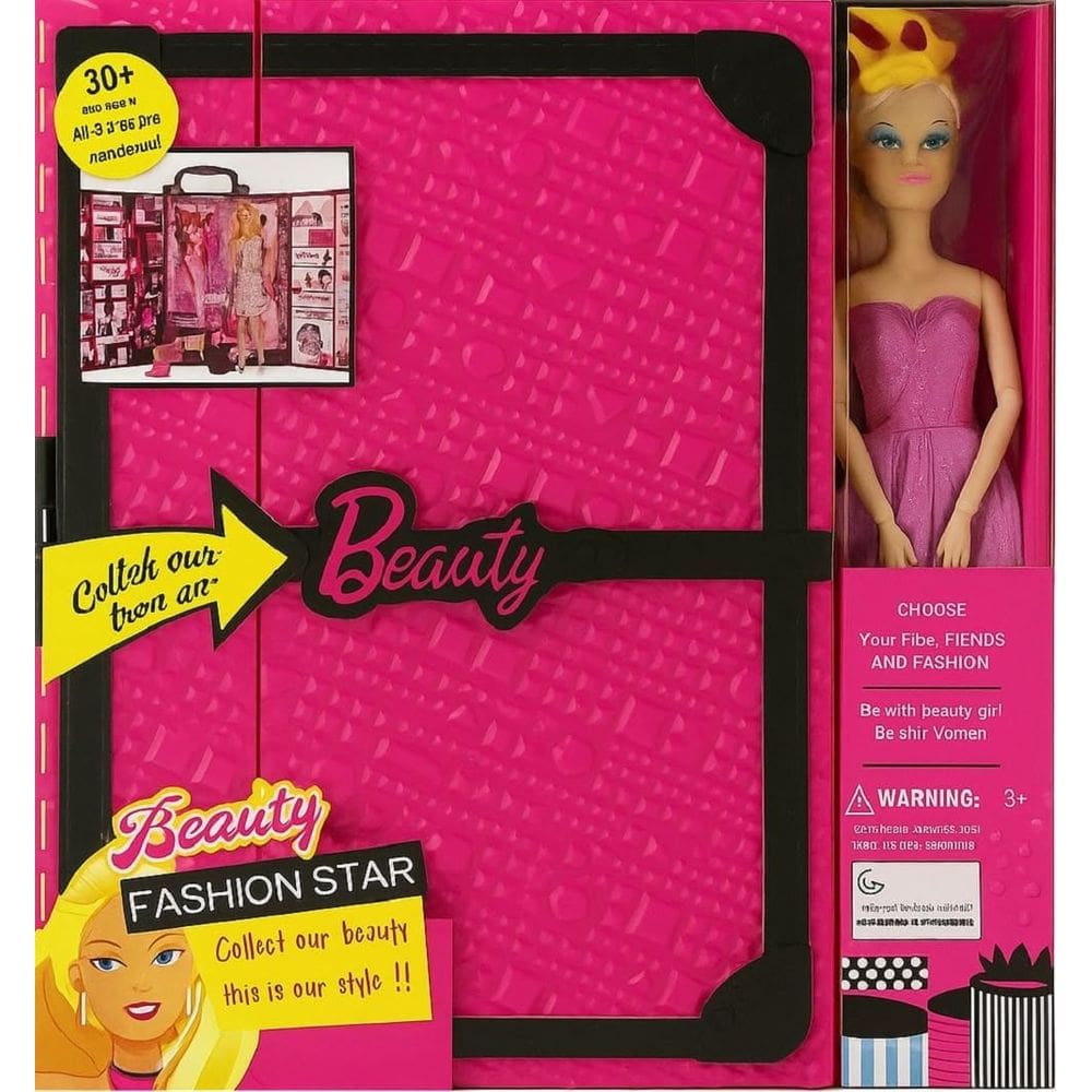 Guarda Roupa com Boneca e Acessórios Maleta Fashion Beauty 30 Peças Armário de Boneca