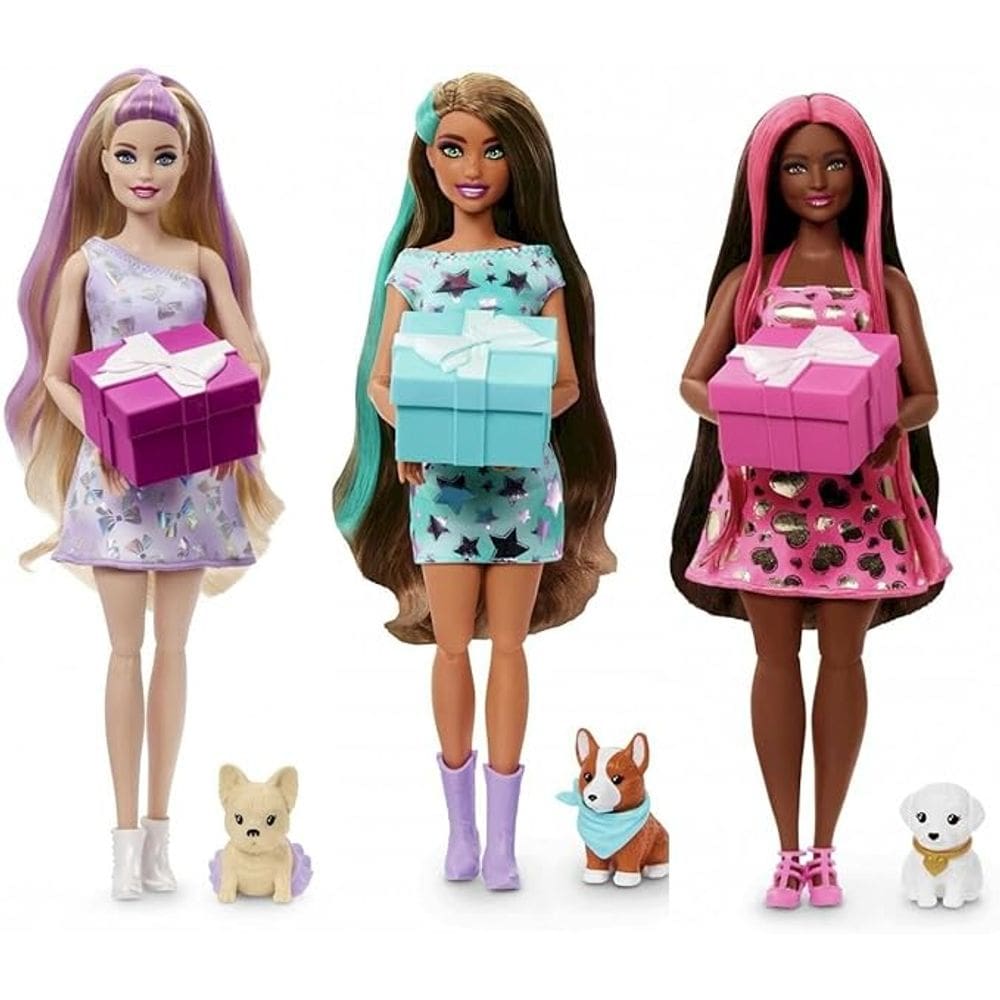 Barbie, Boneca Festa de Pets Surpresa com 1 Animal de Estimação e 10 Acessórios, Mattel (Não é Possível Escolher Modelo)