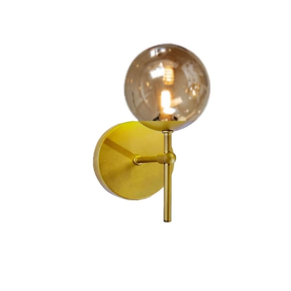 Arandela Moderna Jabuticaba Dourada Globo Bola De Vidro Fumê