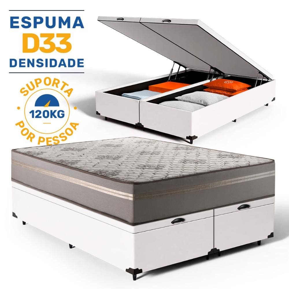 Cama Box Baú com Colchão de Espuma D33 Millenium One Face King 193cm