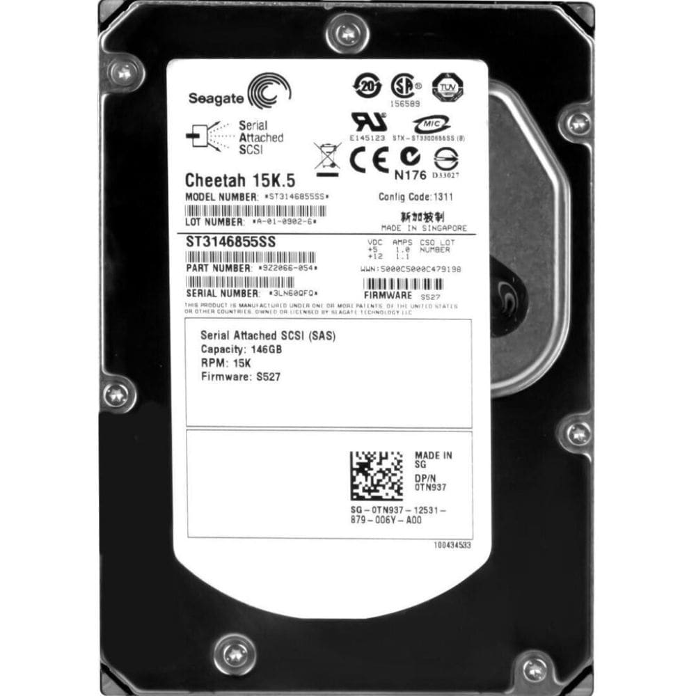 Hd Sas Dell 146gb 15k 3.5 0tn937 Tn937 St3146855ss