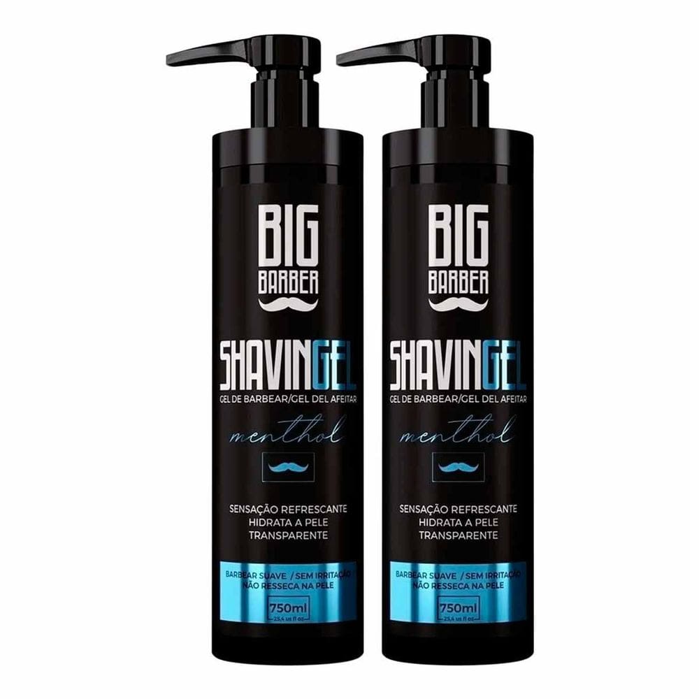 Kit 2X Shaving Gel De Barbear Menthol 750Ml Big Barber
