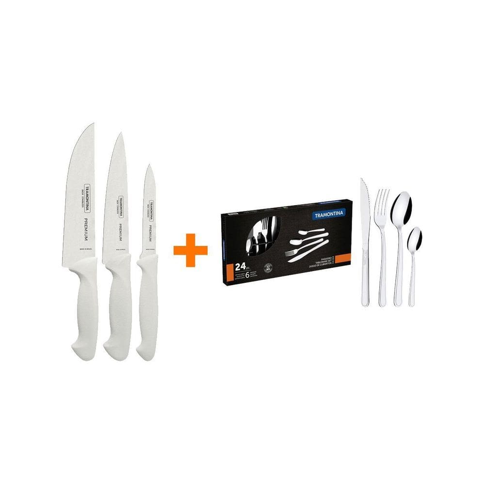 Faqueiro Premium 3Pç + Faqueiro 24Pç Búzios Inox Tramontina