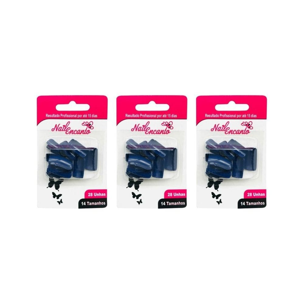 Unhas Postiças Fhaces Nail Encanto Colors Azul Com 28Un- 3Un