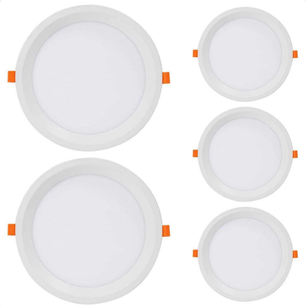 5 Painel De Led Redondo Embutir Recuado 24W Bivolt 6500K