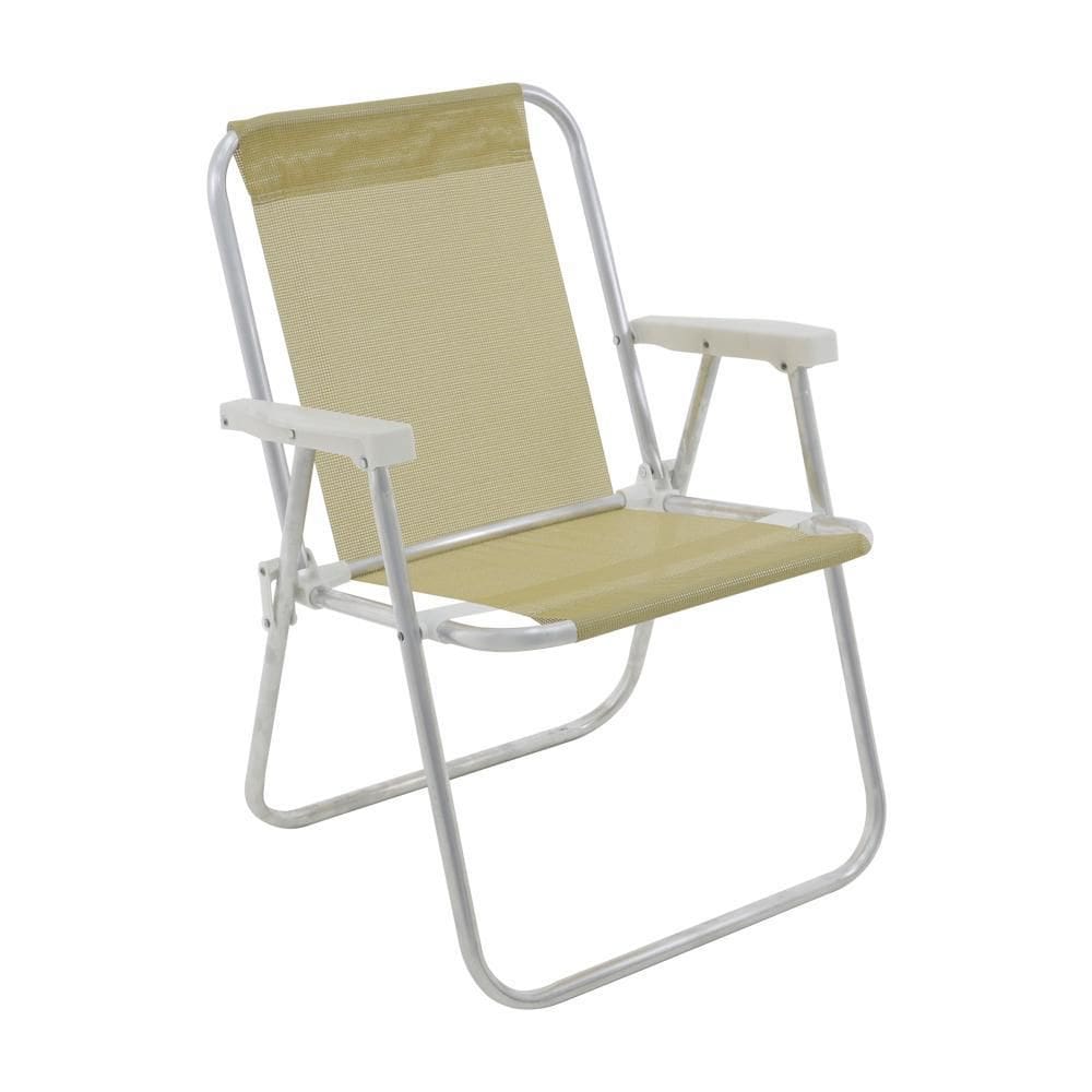 Cadeira Praia Alta Alumínio 110Kg Lazy Bel - Bege
